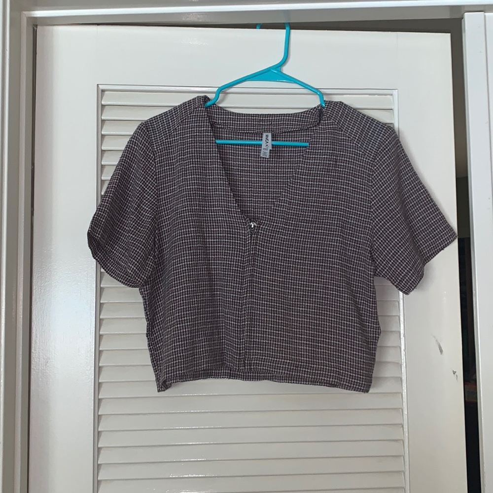 rvca zip up pattern shirt